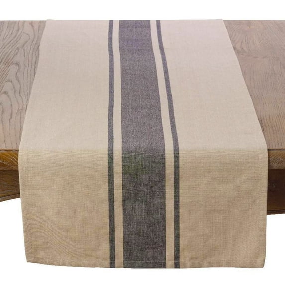 Fennco Styles Aulaire Banded Design 100% Cotton Table Runner 16" W x 90" L - Striped Table Cover for Home, Dining Room Decor, Banquets, Family Gathering and Special Occasion