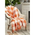 thumbnail image 1 of Fennco Styles Autumn Buffalo Plaid Tassel Cotton Throw Blanket 50" W x 60" L – Orange Blanket for Couch, Bedroom and Living Room Décor, 1 of 1