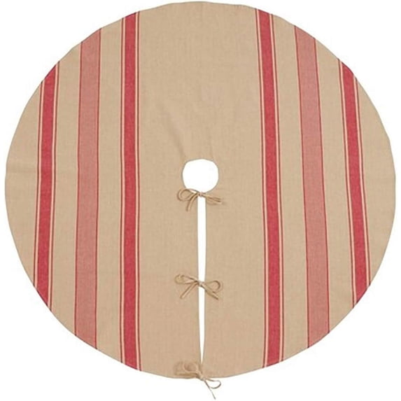 Fennco Styles Banded Design Decorative Cotton Christmas Tree Skirt 72 Inch Round - Red Striped Holiday Tree Skirt for Home, Christmas Tree, Indoor Outdoor Decoration and Special Events