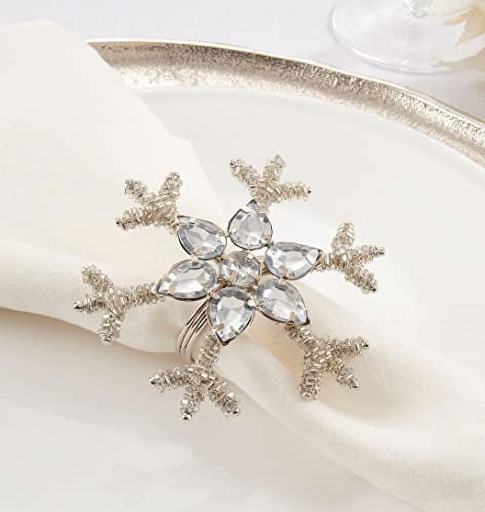 Fennco Styles Beaded Snowflake Holiday Napkin Rings Set 4 Silver Jeweled Holders Home D cor Christmas Banquets Weddings Special Occasions Silver e961a79e 94ba 4ebb 9896 8ffa09b6e9c9.d05b3f99f98b29cc305a5de3605b31ff