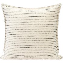 Fennco Styles Black Stripe Chenille Decorative Filled Throw Pillow 20" W X 20" L - White Woven Soft Cushion Case for Home, Couch, Bedroom, Living Room and Office Décor