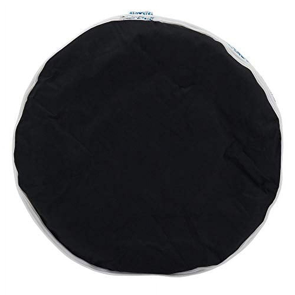 Fennco Styles Black & White Banana Leaf Round Indoor & Outdoor Pouf
