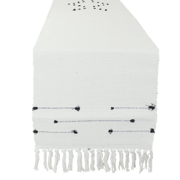 Fennco Styles Boho Chic Stitched Chevron Fringe 14 x 87 Inch Cotton Blend Table Runner