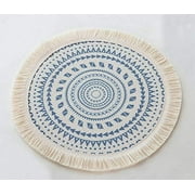 Fennco Styles Boho Geometric Fringe Cotton Placemats, 13-inch Round, Set of 4