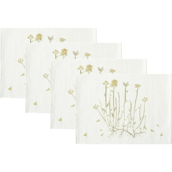 Fennco Styles Botanical Floral Print Cotton Blend Woven Table Placemats 13"W x 19"L, Set of 4 - Fall Wildflowers Design Table Mats for Home Décor, Dining Table, Banquet, Holiday and Family Gathering
