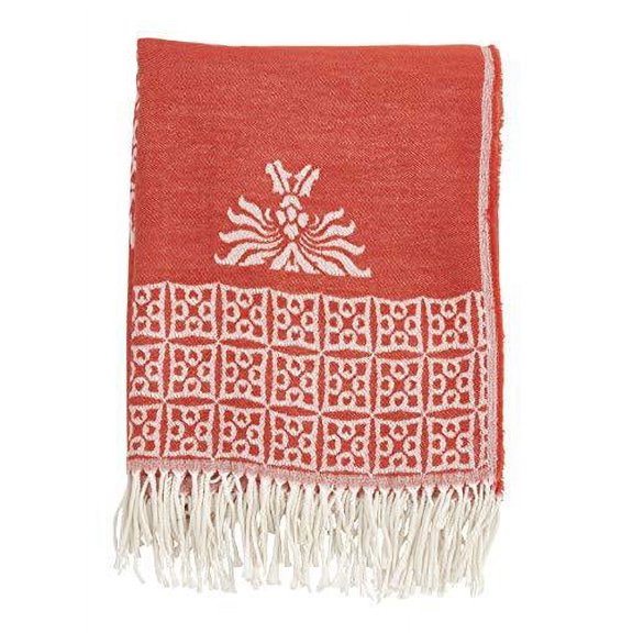 Fennco Styles Broderie Collection Baroque Medallion Pattern Tasseled 50 x 60 Inch Throw