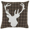 thumbnail image 1 of Fennco Styles Brown Lodge Plaid Reindeer Decorative Throw Pillow 18"W x 18"L, 1 of 3