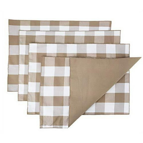 Fennco Styles Buffalo Check Double Layers Reversible Placemats 14" W x 20" L, Set of 4 - Handmade in USA