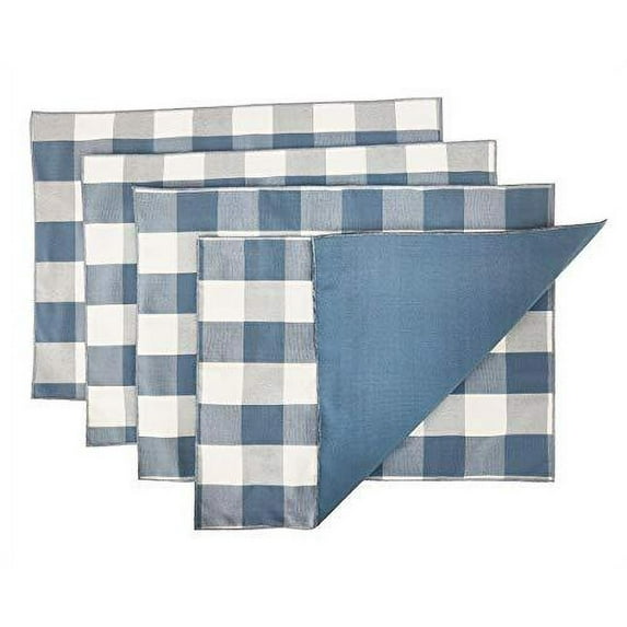 Fennco Styles Buffalo Check Double Layers Reversible Placemats 14" W x 20" L, Set of 4 - Handmade in USA