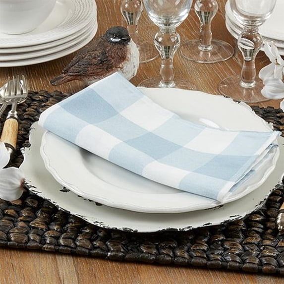 Fennco Styles Buffalo Plaid Checkered Classic Cotton Blend Tabletop Collection Napkins, Set of 4 - Dinner Napkins for Banquets, Christmas, Special Events and Home Décor