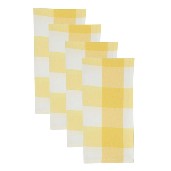 Fennco Styles Buffalo Plaid Checkered Classic Cotton Blend Tabletop Collection Napkins, Set of 4 - Dinner Napkins for Banquets, Christmas, Special Events and Home Décor