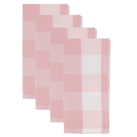 Fennco Styles Buffalo Plaid Checkered Classic Cotton Blend Tabletop Collection Napkins, Set of 4 - Dinner Napkins for Banquets, Christmas, Special Events and Home Décor