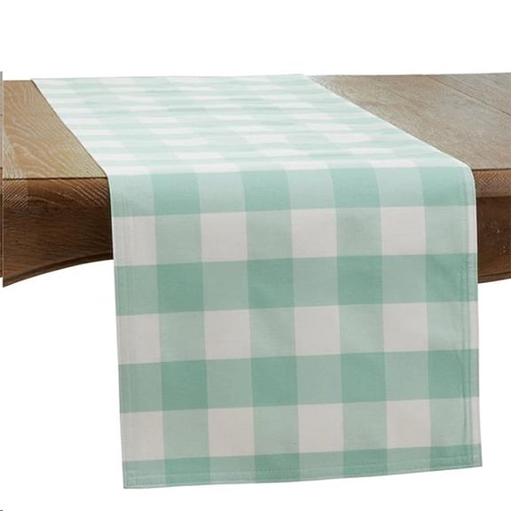 Fennco Styles Buffalo Plaid Collection Classic Checked Cotton Blend Table Runner - Green 16 x 90 Inch Table Cover for Banquets, Christmas, Special Events and Home Décor