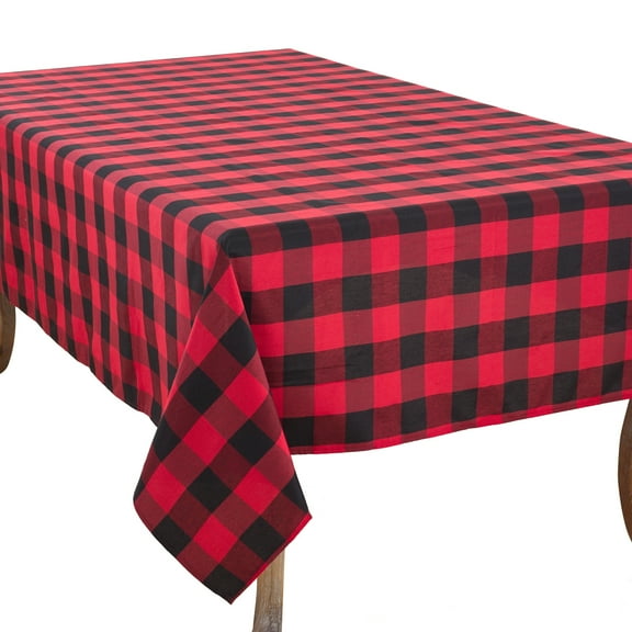 Fennco Styles Buffalo Plaid Collection Classic Checked Cotton Blend Tablecloth - Red 70 x140 Inch Tablecloth for Banquets, Christmas, Special Events and Home Décor