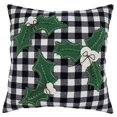 thumbnail image 1 of Fennco Styles Buffalo Plaid Holly Holiday Decorative Throw Pillow 18" W x 18" L - Black & White Cushion for Christmas, Home, Couch, Living Room, Bedroom and Office Décor, 1 of 3