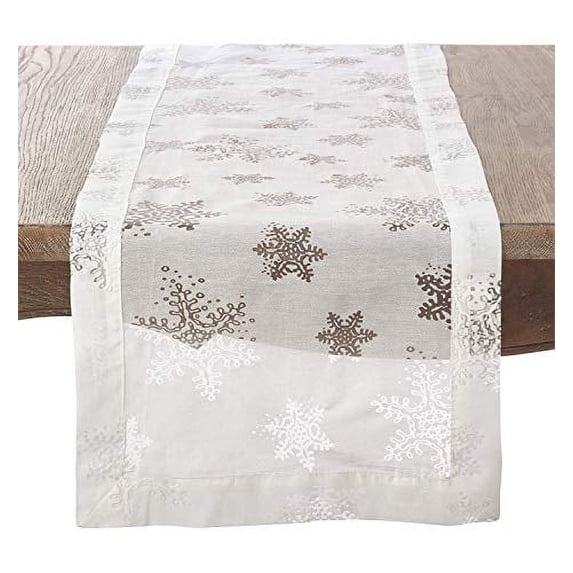 Fennco Styles Burnout Snowflake Holiday Table Runner, 16"x108"