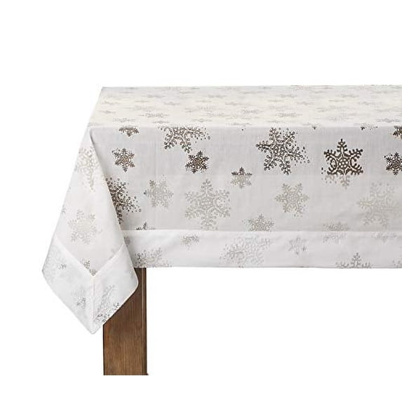 Fennco Styles Burnout Snowflake Holiday Tablecloth 70"x90"
