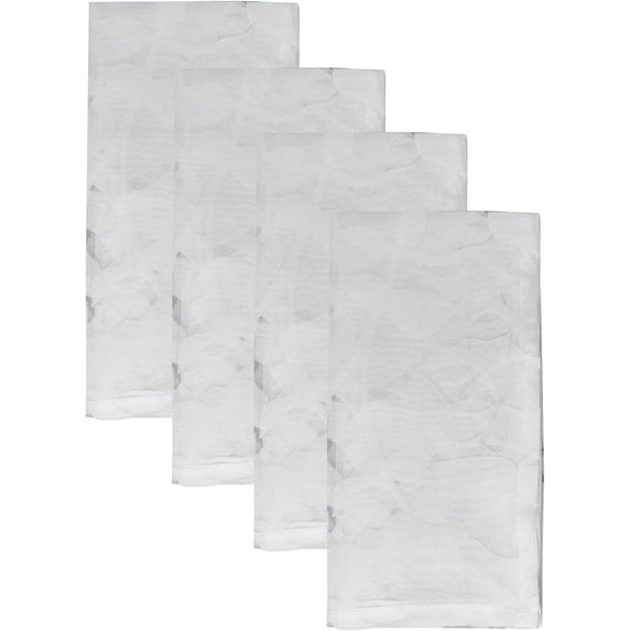 Fennco Styles Burnouth Voile Vine Design Cloth Napkins 20" W X 20" L, Set of 4 - White Elegant Dinner Napkins for Home Décor, Banquets, Christmas, Holidays, Weddings and Special Events