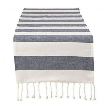 Fennco Styles Cabana Collection Nautical Striped Tassel 100% Pure Cotton 16 x72 Inch Table Runner - Variety Color Table Runner for Wedding Banquets, Family Dinner, Special Events and Home
