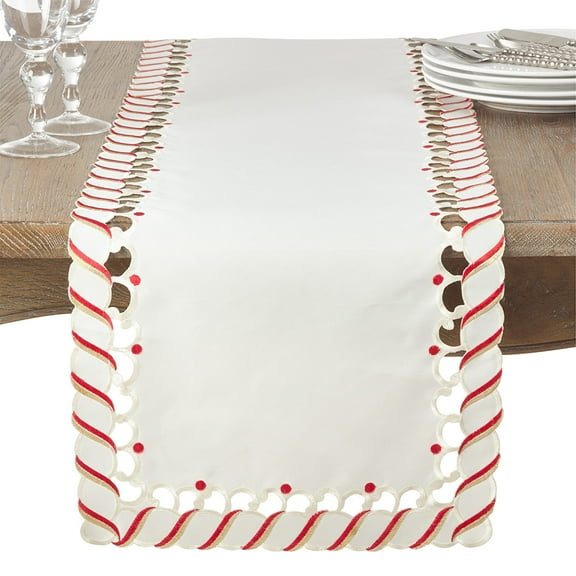 Fennco Styles Candy Cane Design Christmas Holiday Table Runner 16"x72"