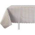 thumbnail image 1 of Fennco Styles Check Plaid Waterproof Scalloped 55 x 55 Inch Square Tablecloth Brown, 1 of 4