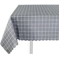 thumbnail image 1 of Fennco Styles Check Plaid Waterproof Scalloped 55 x 87 Inch Square Tablecloth Grey, 1 of 5