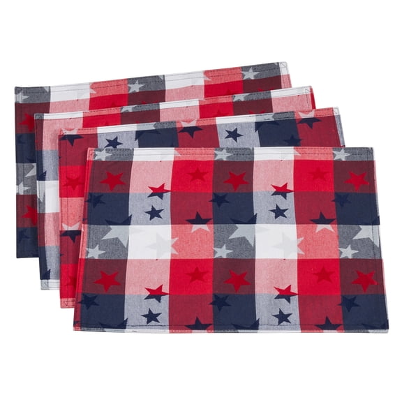 Fennco Styles Checkered Stardom Collection Traditional Plaid Cotton 13 x 19 Inch Placemats, Set of 4 – Multicolor Table Mats for Banquets, Natinal Holidays, Special Events and Home Décor