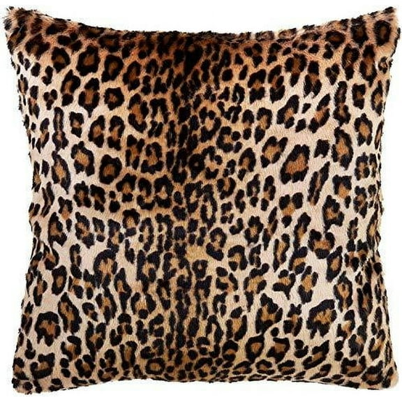 Fennco Styles Cheetah Print Faux Fur Brown Decorative Throw Pillow