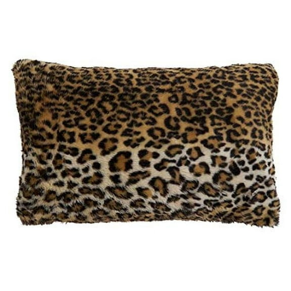 Fennco Styles Cheetah Print Faux Fur Brown Decorative Throw Pillow