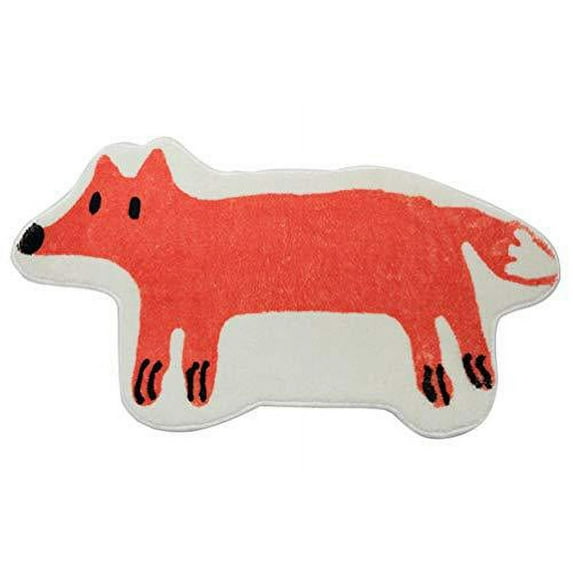 Fennco Styles Children Cartoon Orange Fox Shaped Area Rug for Bedroom Décor, Kids Playroom, Living Room, Nursery Décor, 20”W x 36”L