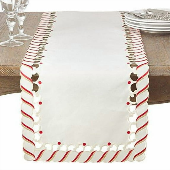 Fennco Styles Christmas Candy Cane Design Table Linen