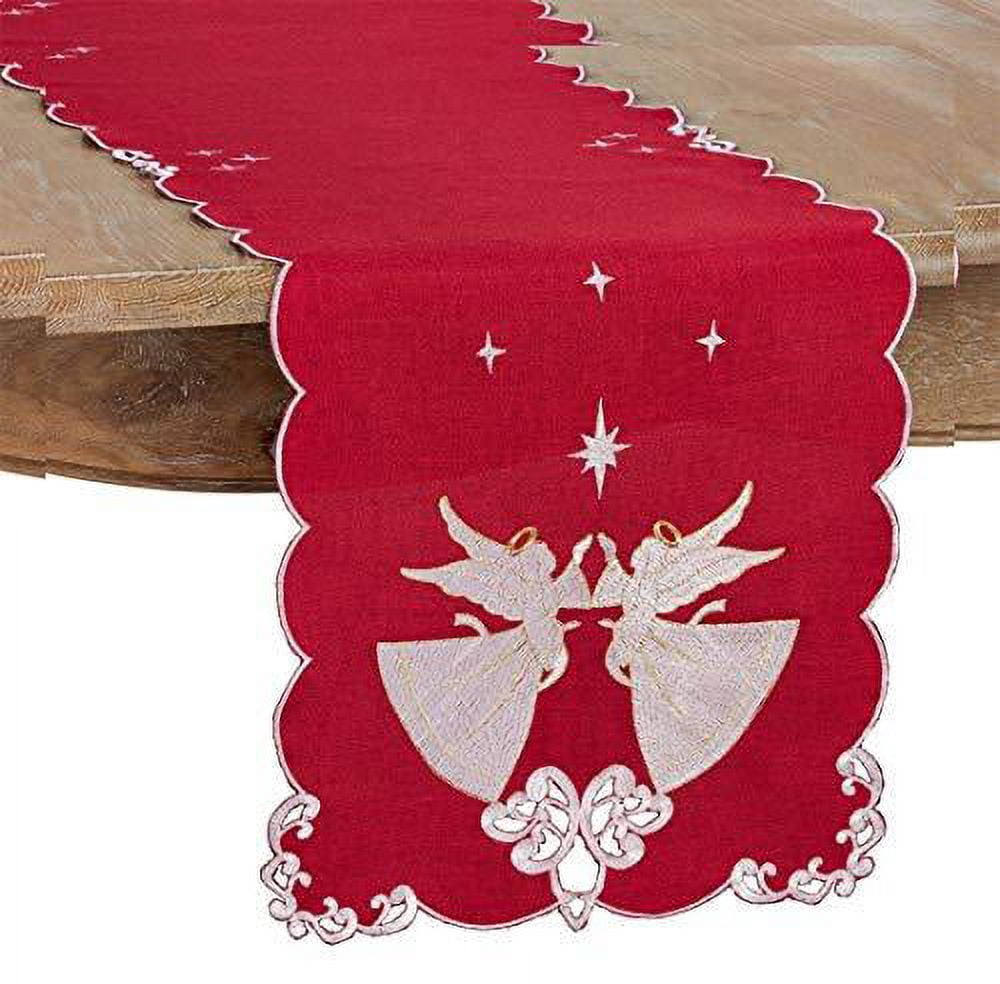 Fennco Styles Christmas Embroidered Angel Design Table Runner 16 x 72 ...