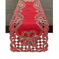 thumbnail image 1 of Fennco Styles Christmas Embroidered Sequin Holly Bow and Candy Cane Cutwork Border Table Runner 16" W x 88" L - Red Table Cover for Home, Holiday Décor, Dining Room, Banquet and Special Occasion, 1 of 6