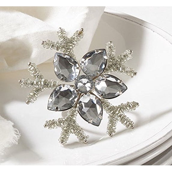 Fennco Styles Christmas Holiday Snowfalke Design Napkin Rings - 4 Styles (Style 4)