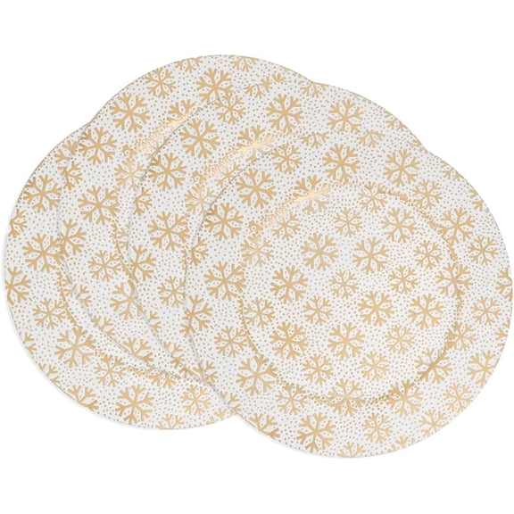 Fennco Styles Christmas Snowflake Decorative Charger Plates 13" Round, Set of 4 White Table Charger for Banquets, Family Dinners, Special Events and Holiday Home Dcor