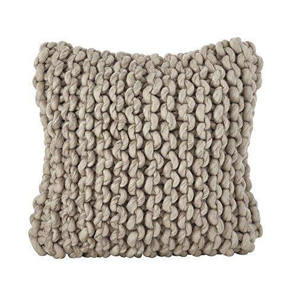 Ivory Chunky Cable Knit Wool Square Throw Pillow