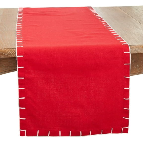 Fennco Styles Chunky Whip Stitch Cotton Table Runner 16" W x 72" L - Red Simple Table Cover for Home Décor, Dining Table, Holiday, Banquets, Family Gatherings and Special Occasion