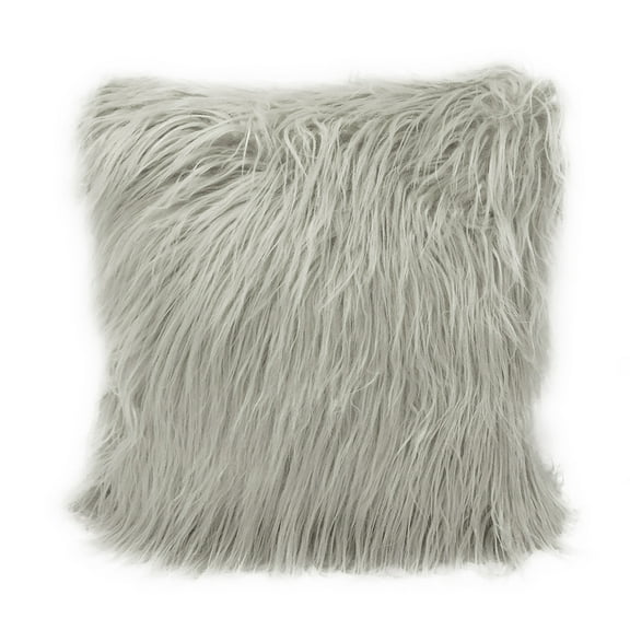 Fennco Styles City Scene Faux Fur Decorative Throw Pillow 7 Colors (Grey)