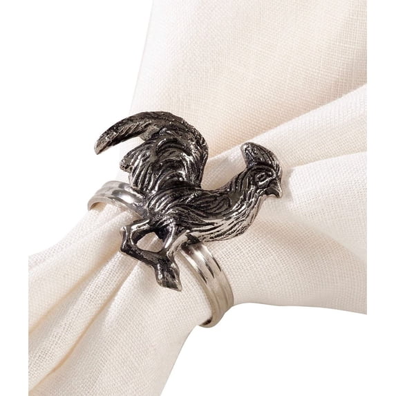 Fennco Styles Classic Brass Design Napkin Ring - Set of 4 (Rooster)