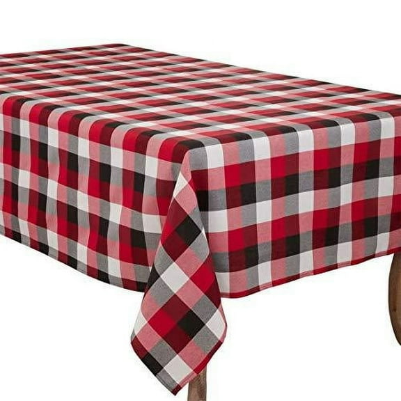 Fennco Styles Classic Buffalo Plaid Cotton Blend Tablecloth - Holiday Plaid Table Cover for Christmas, Home, Dining Room Decor, Banquet, Family Gathering and Special Occasion