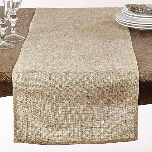 Fennco Styles Classic Burlap Table Runner - 16"x72"- 2 Colors (Ivory)