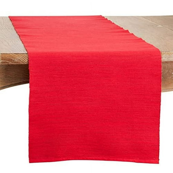 Fennco Styles Classic Design Cotton Solid Color Table Runner 16" W x 72" L - Red Table Cover for Home Décor, Everyday Use, Banquets, Family Gathering and Special Occasion