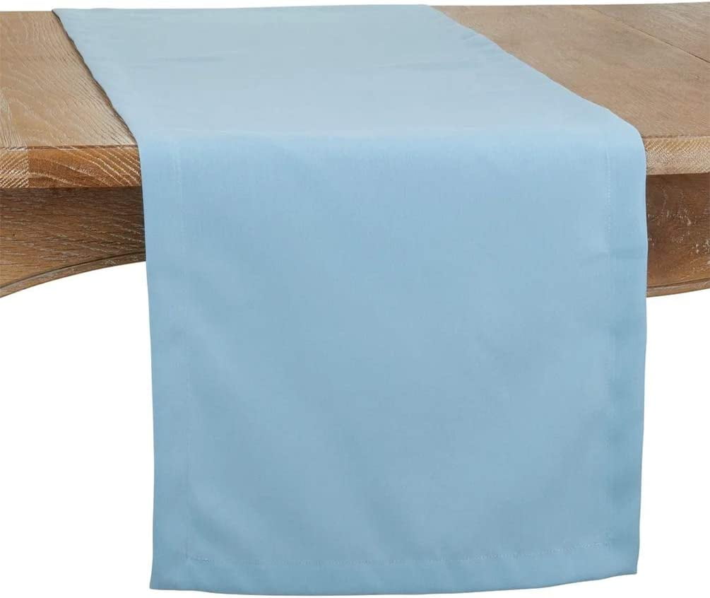 Fennco Styles Classic Everyday Design Solid Color Table Runner 16 x 120 Inch - Aqua Table Cover for Home Décor, Banquets, Family Gathering and Special Occasion