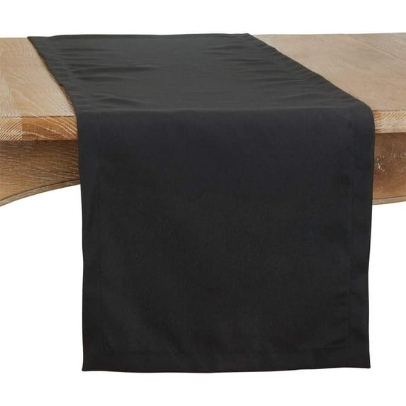 Fennco Styles Classic Everyday Design Solid Color Table Runner 16 x 120 Inch - Black Table Cover for Home Décor, Banquets, Family Gathering and Special Occasion