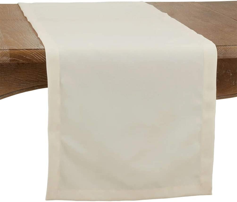 Fennco Styles Classic Everyday Design Solid Color Table Runner 16 x 72 Inch - Ivory Table Cover for Home Décor, Banquets, Family Gathering and Special Occasion