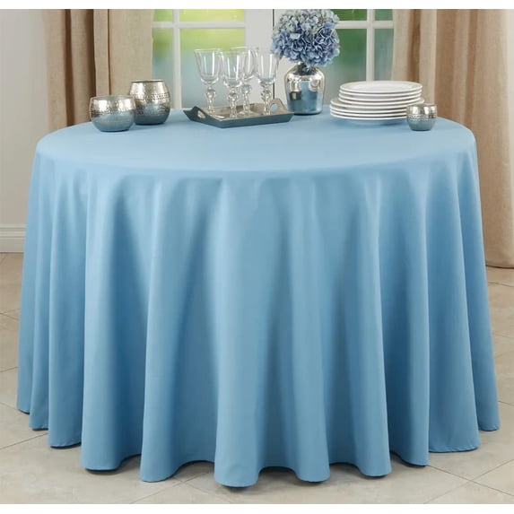 Fennco Styles Classic Everyday Design Solid Color Tablecloth 72" Round - Aqua Table Cover for Home Décor, Baquets, Family Gathering and Special Occasion