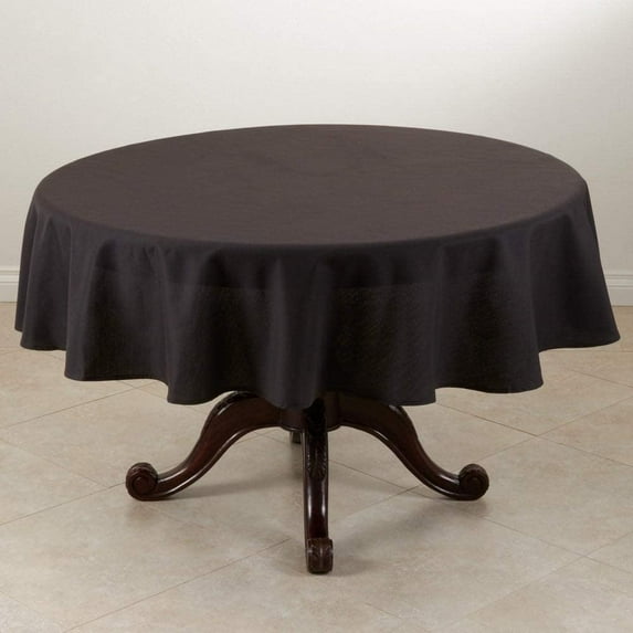 Fennco Styles Classic Everyday Design Solid Color Tablecloth 90" Round - Black Table Cover for Home Décor, Baquets, Family Gathering and Special Occasion