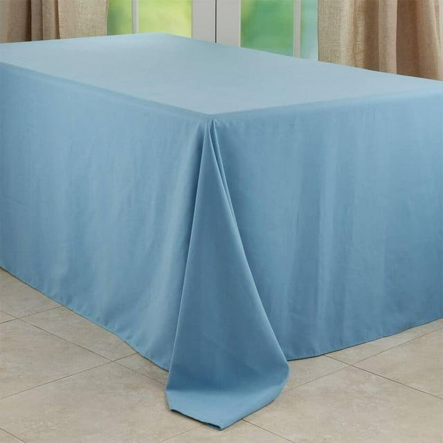 Fennco Styles Classic Everyday Design Solid Color Tablecloth 90" W X 120" L - Aqua Table Cover for Home Décor, Baquets, Family Gathering and Special Occasion