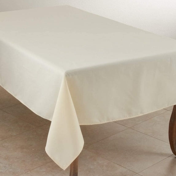 Fennco Styles Classic Everyday Design Solid Color Tablecloth 90" W X 132" L - Ivory Table Cover for Home Décor, Baquets, Family Gathering and Special Occasion