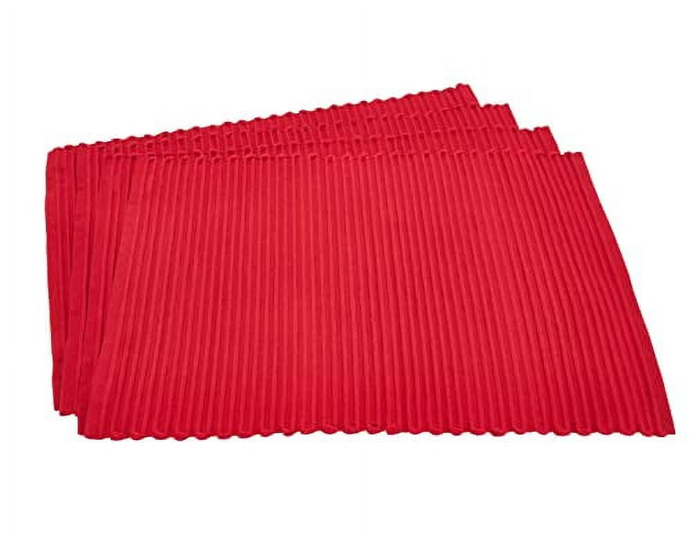 Red Ribbed Cotton Placemats Set of 4